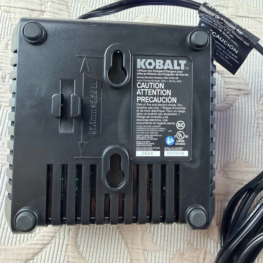 Kobalt 24V Max Lithium-Ion Battery Charger KRC 2445-03 Blue Black Corded